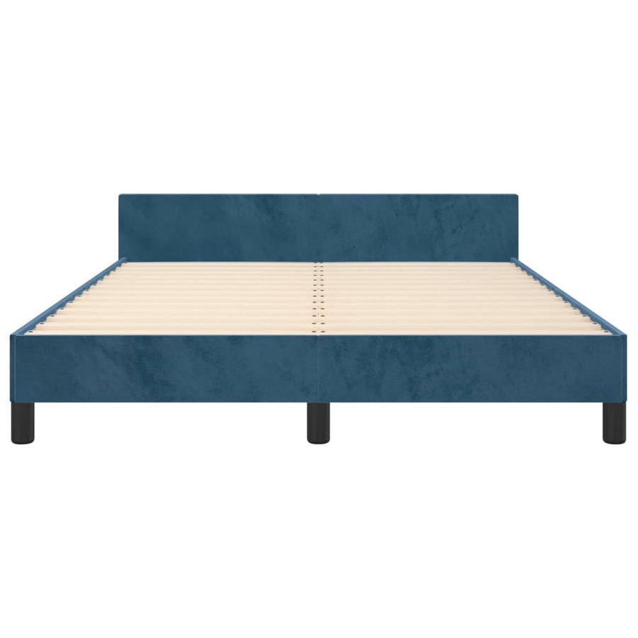 Bedframe Met Hoofdeinde Fluweel Donkerblauw 140 x 200 cm Knopen