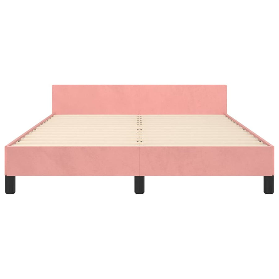 Bedframe Met Hoofdeinde Fluweel Roze 140 x 200 cm Knopen