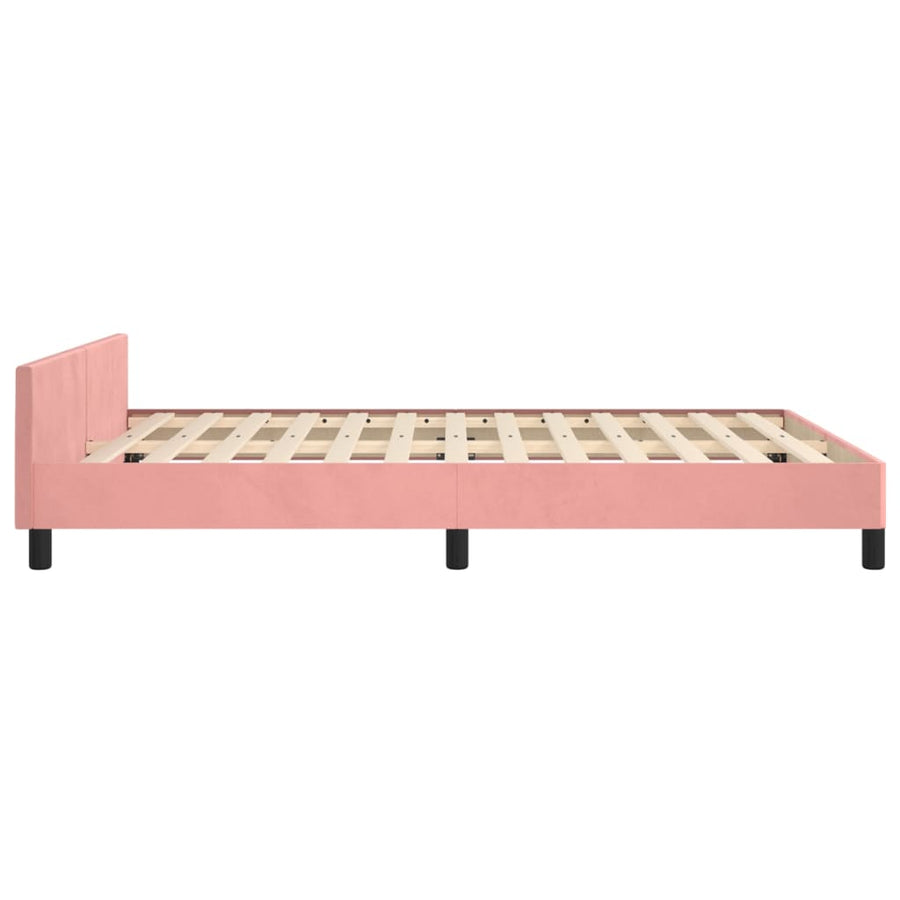 Bedframe Met Hoofdeinde Fluweel Roze 140 x 200 cm Knopen