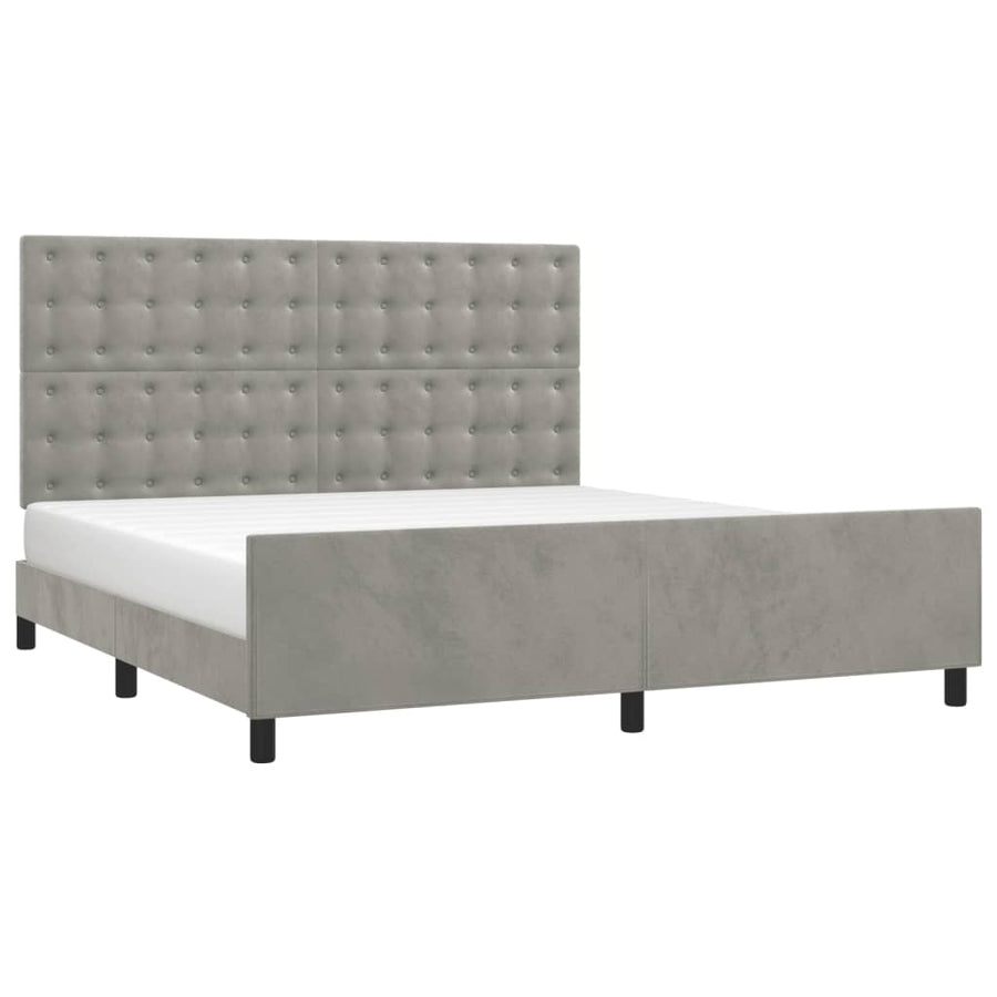 Bedframe Met Hoofdeinde Fluweel Lichtgrijs 160 x 200 cm Knopen