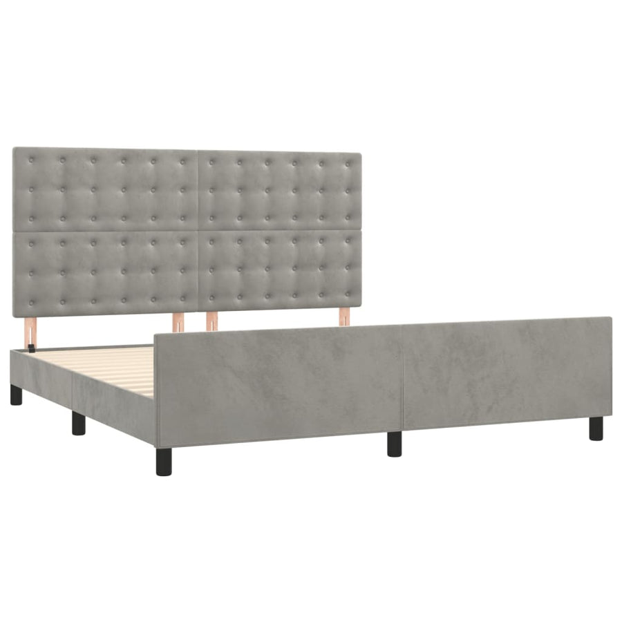 Bedframe Met Hoofdeinde Fluweel Lichtgrijs 160 x 200 cm Knopen
