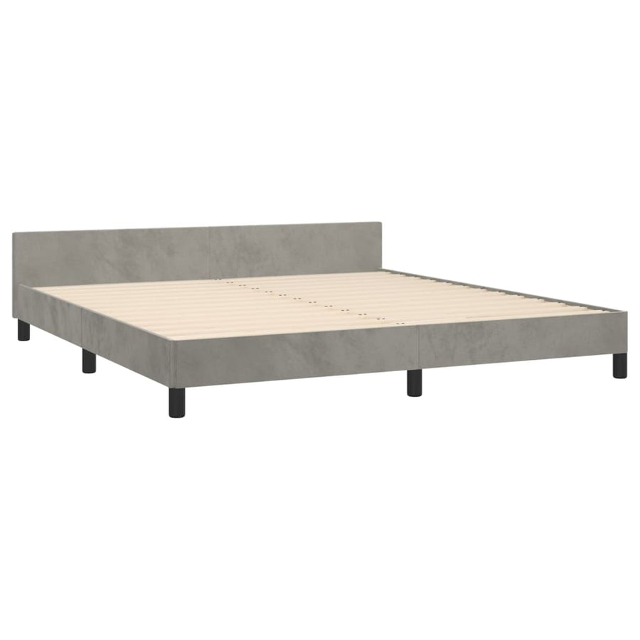Bedframe Met Hoofdeinde Fluweel Lichtgrijs 160 x 200 cm Knopen