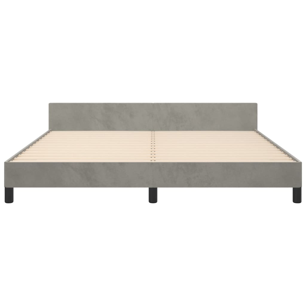 Bedframe Met Hoofdeinde Fluweel Lichtgrijs 160 x 200 cm Knopen