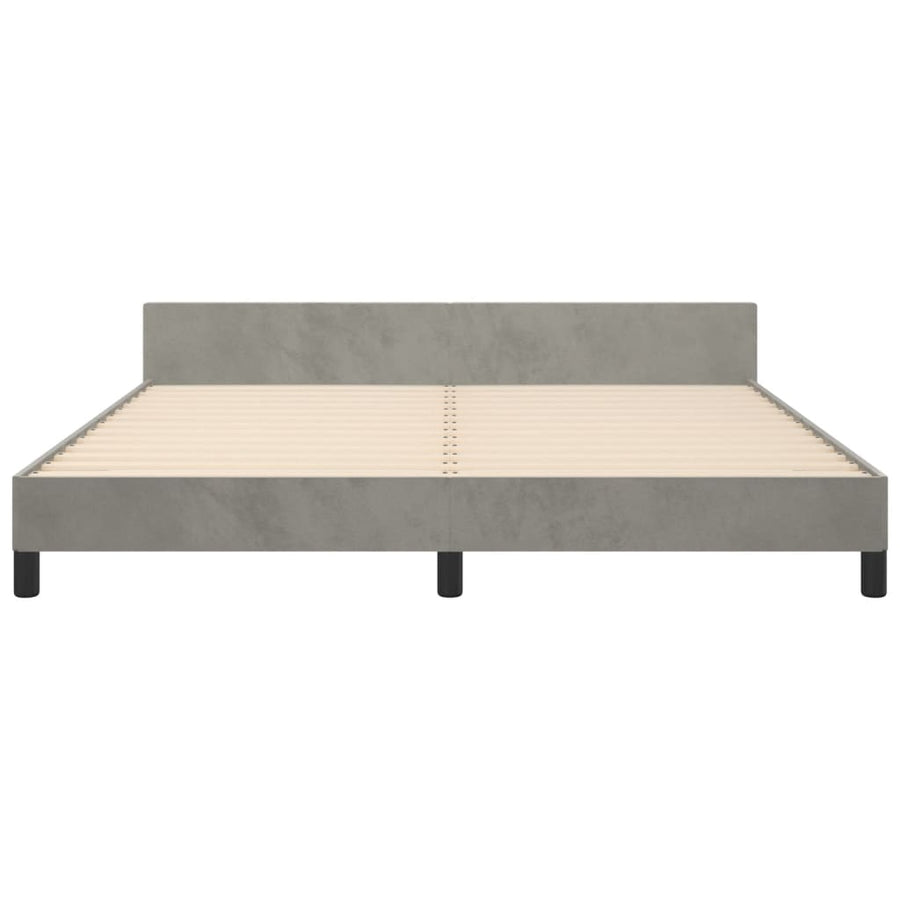 Bedframe Met Hoofdeinde Fluweel Lichtgrijs 160 x 200 cm Knopen
