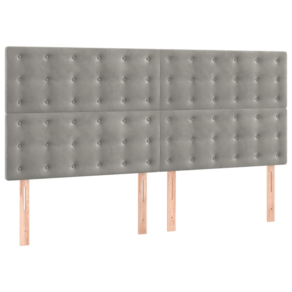 Bedframe Met Hoofdeinde Fluweel Lichtgrijs 160 x 200 cm Knopen