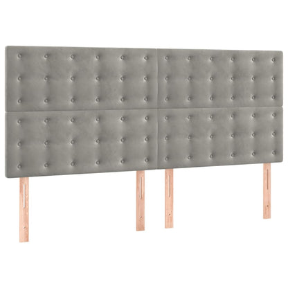 Bedframe Met Hoofdeinde Fluweel Lichtgrijs 160 x 200 cm Knopen