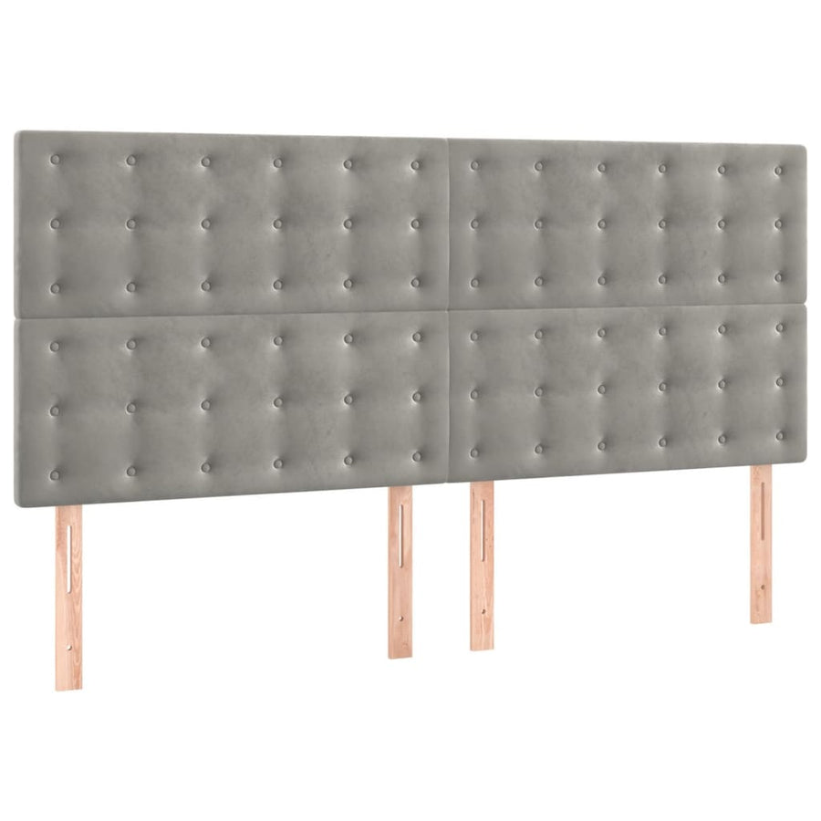 Bedframe Met Hoofdeinde Fluweel Lichtgrijs 160 x 200 cm Knopen