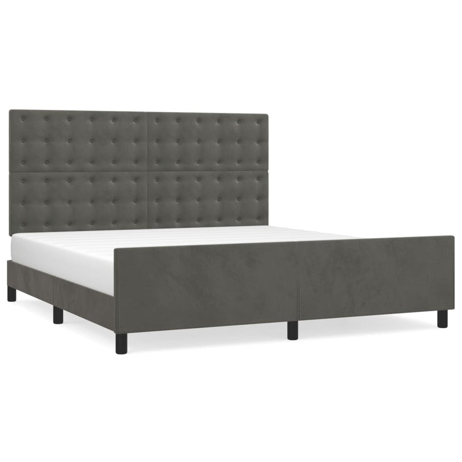 Bedframe Met Hoofdeinde Fluweel Donkergrijs 160 x 200 cm Knopen