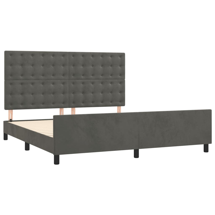 Bedframe Met Hoofdeinde Fluweel Donkergrijs 160 x 200 cm Knopen