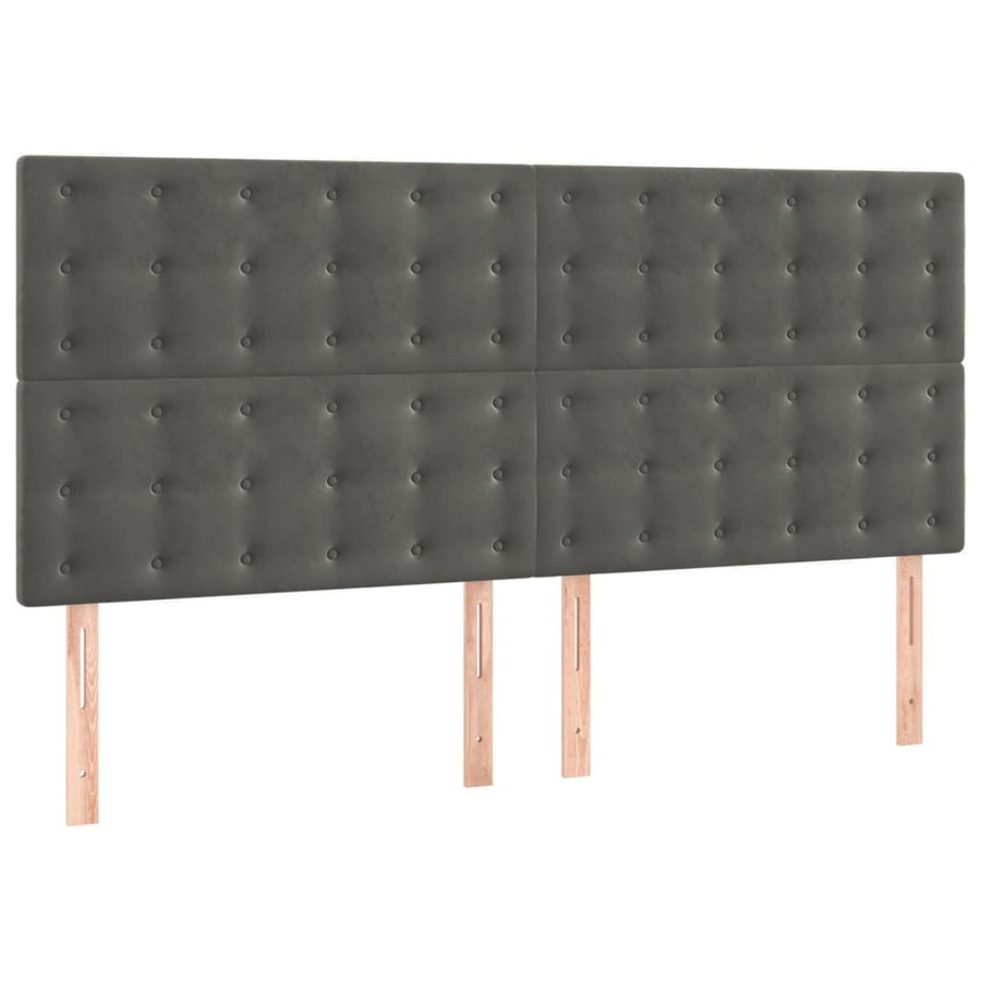 Bedframe Met Hoofdeinde Fluweel Donkergrijs 160 x 200 cm Knopen