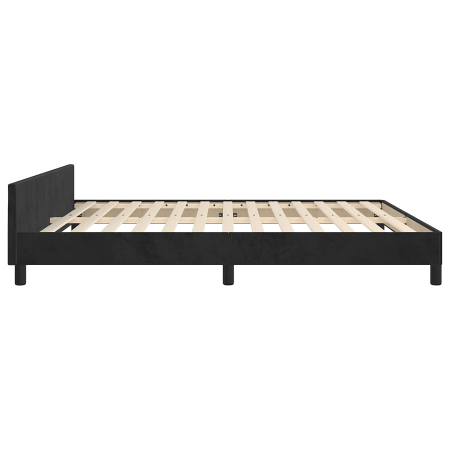 Bedframe Met Hoofdeinde Fluweel Zwart 160 x 200 cm Knopen