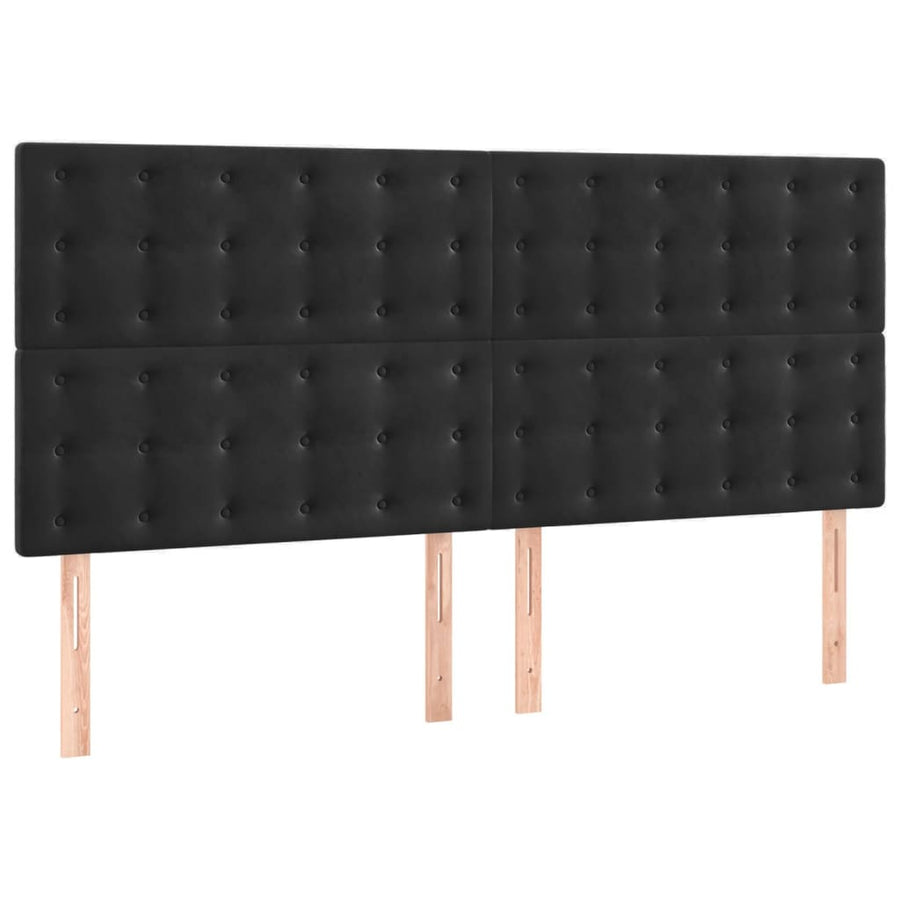 Bedframe Met Hoofdeinde Fluweel Zwart 160 x 200 cm Knopen