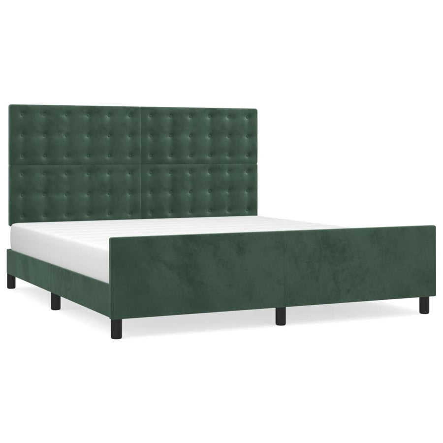 Bedframe Met Hoofdeinde Fluweel Donkergroen 160 x 200 cm Knopen