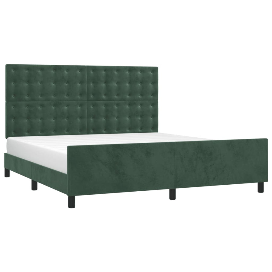 Bedframe Met Hoofdeinde Fluweel Donkergroen 160 x 200 cm Knopen