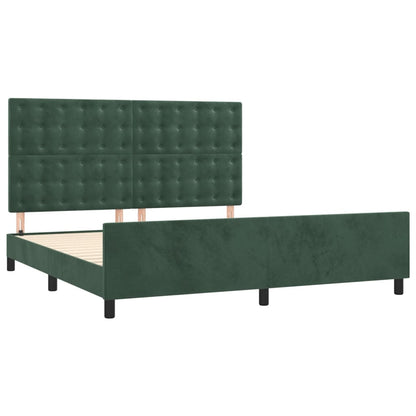 Bedframe Met Hoofdeinde Fluweel Donkergroen 160 x 200 cm Knopen
