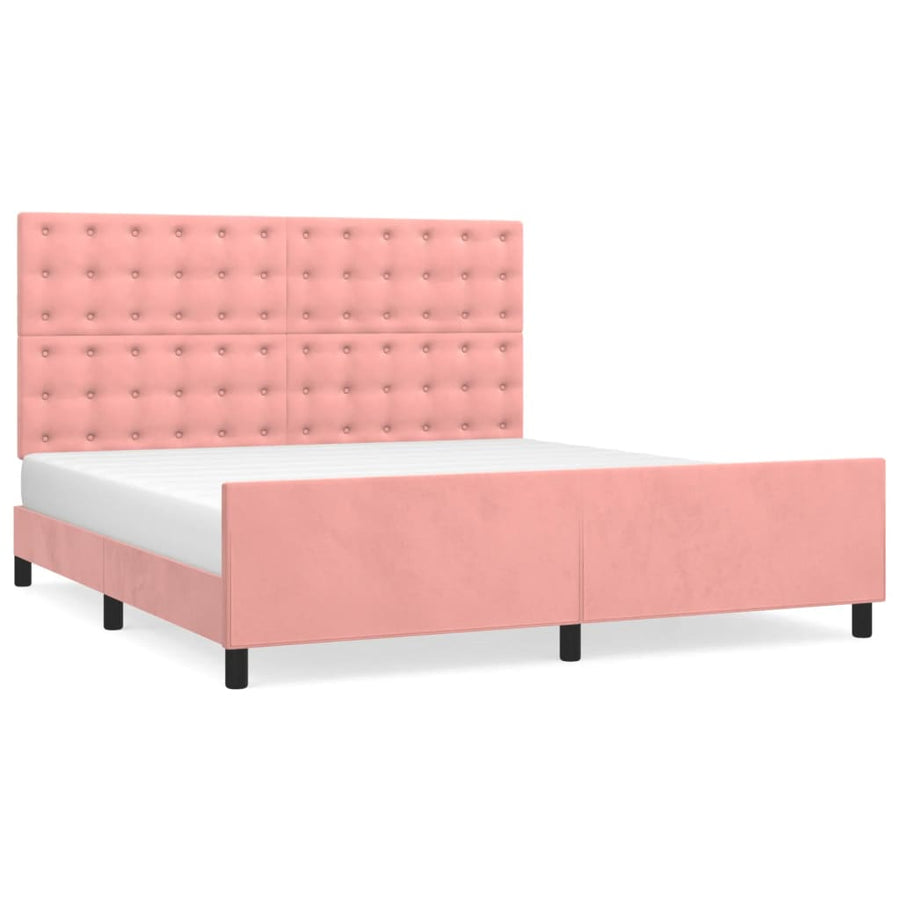 Bedframe Met Hoofdeinde Fluweel Roze 160 x 200 cm Knopen