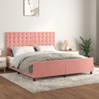 Bed frame with headboard velvet pink 160x200 cm