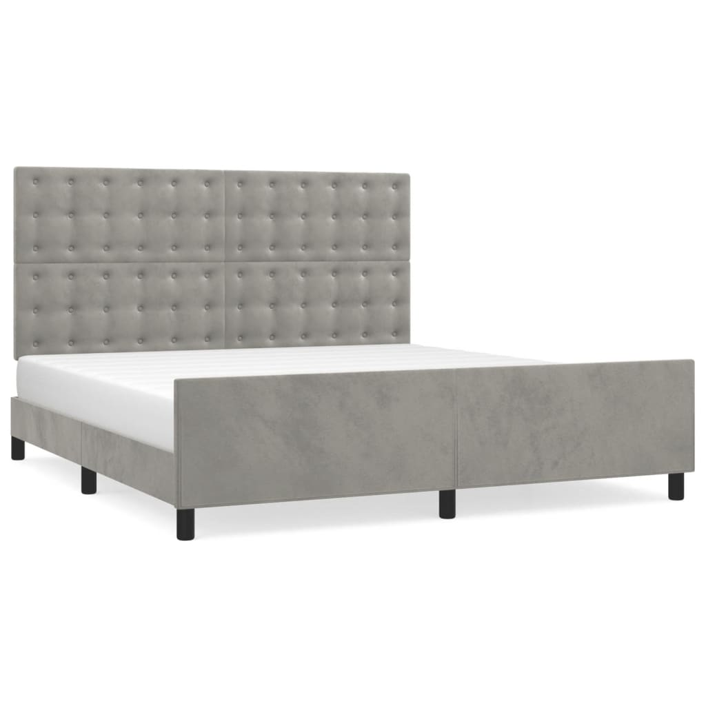 Bedframe Met Hoofdeinde Fluweel Lichtgrijs 180X200 Cm 180 x 200 cm Knopen