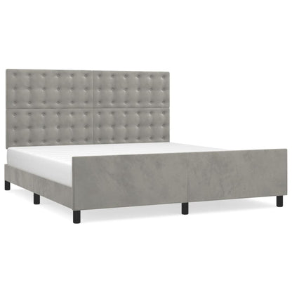 Bedframe Met Hoofdeinde Fluweel Lichtgrijs 180X200 Cm 180 x 200 cm Knopen