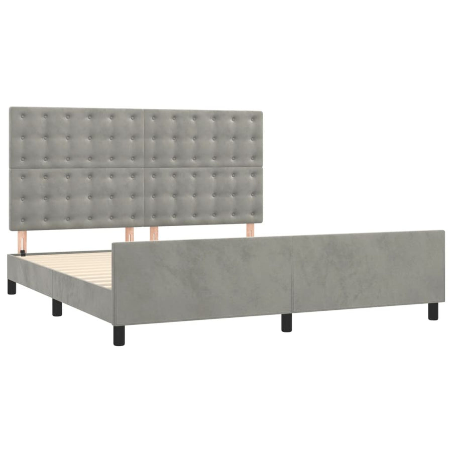 Bedframe Met Hoofdeinde Fluweel Lichtgrijs 180X200 Cm 180 x 200 cm Knopen