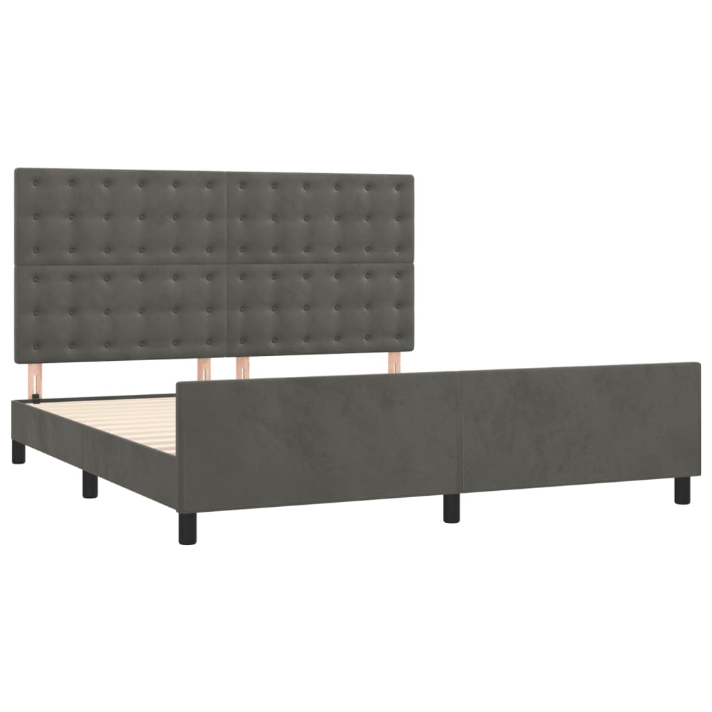 Bedframe Met Hoofdeinde Fluweel Donkergrijs 180X200 Cm Donkergrijs 180 x 200 cm Knopen