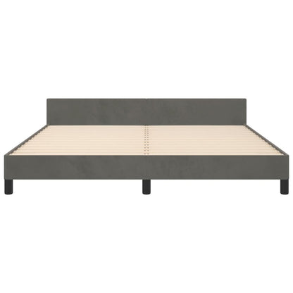 Bedframe Met Hoofdeinde Fluweel Donkergrijs 180X200 Cm Donkergrijs 180 x 200 cm Knopen