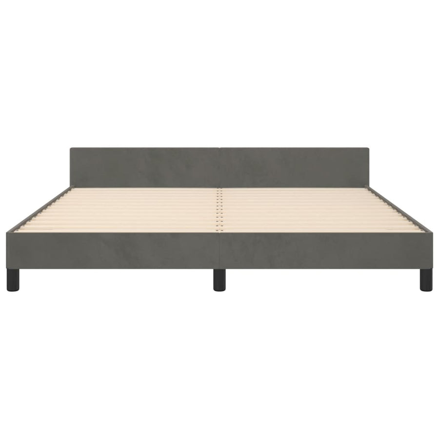 Bedframe Met Hoofdeinde Fluweel Donkergrijs 180X200 Cm Donkergrijs 180 x 200 cm Knopen