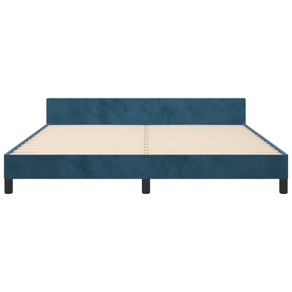 Bedframe Met Hoofdeinde Fluweel Donkerblauw 180X200 Cm 180 x 200 cm Knopen