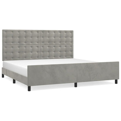 Bedframe Met Hoofdeinde Fluweel Lichtgrijs 200 x 200 cm Knopen