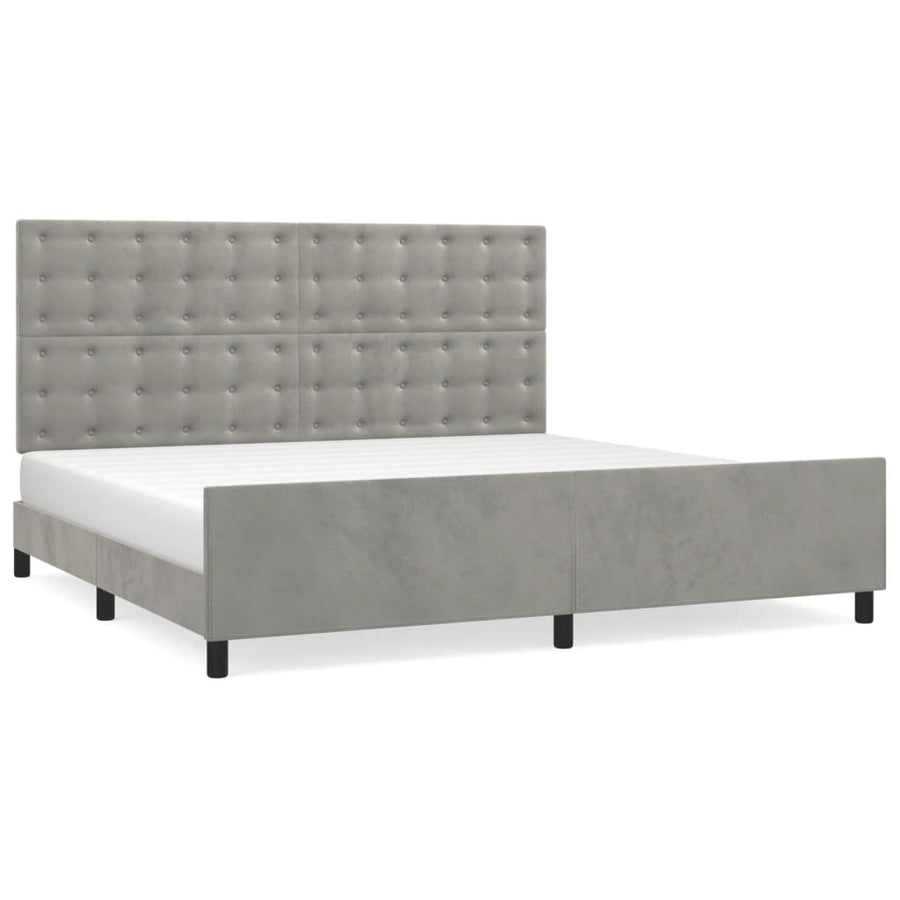 Bedframe Met Hoofdeinde Fluweel Lichtgrijs 200 x 200 cm Knopen
