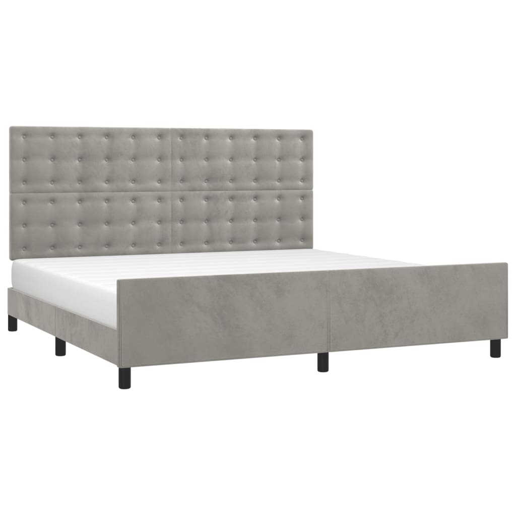 Bedframe Met Hoofdeinde Fluweel Lichtgrijs 200 x 200 cm Knopen
