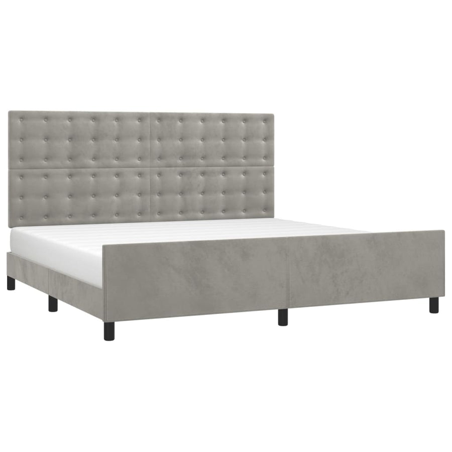 Bedframe Met Hoofdeinde Fluweel Lichtgrijs 200 x 200 cm Knopen