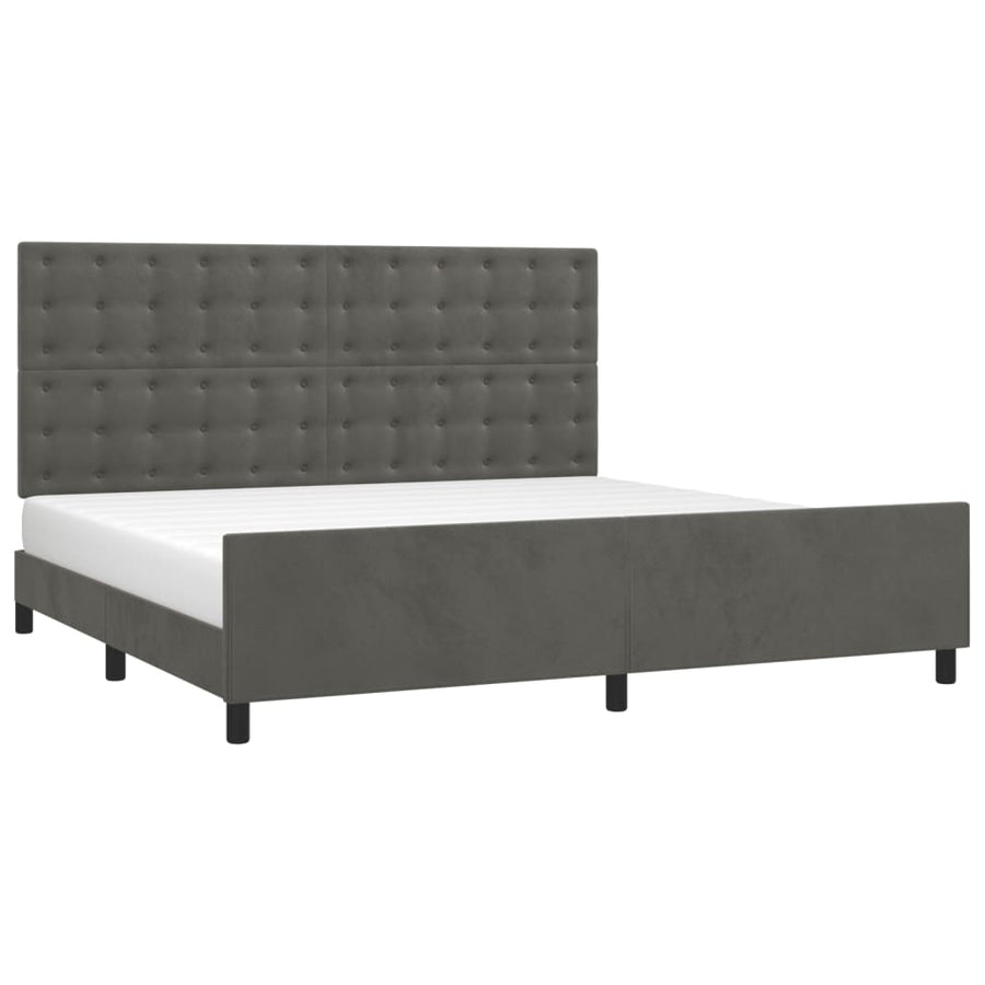 Bedframe Met Hoofdeinde Fluweel Donkergrijs 200 x 200 cm Knopen