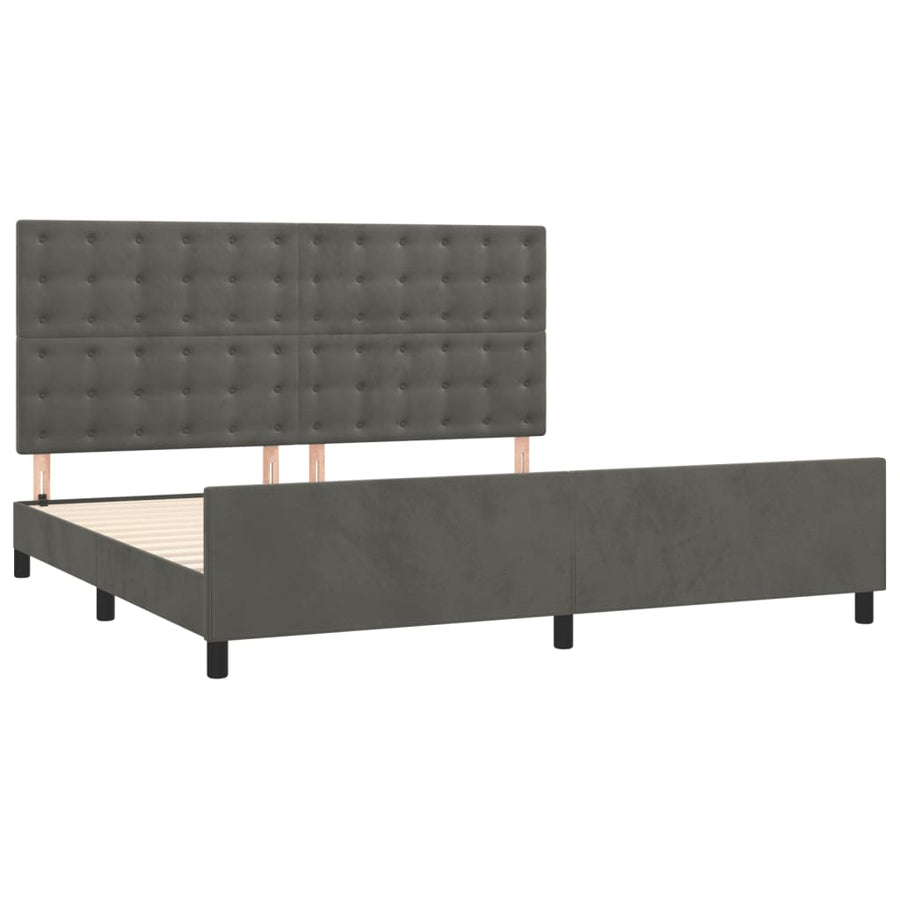Bedframe Met Hoofdeinde Fluweel Donkergrijs 200 x 200 cm Knopen