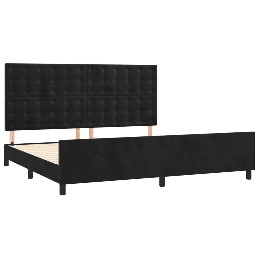 Bedframe Met Hoofdeinde Fluweel Zwart 200 x 200 cm Knopen
