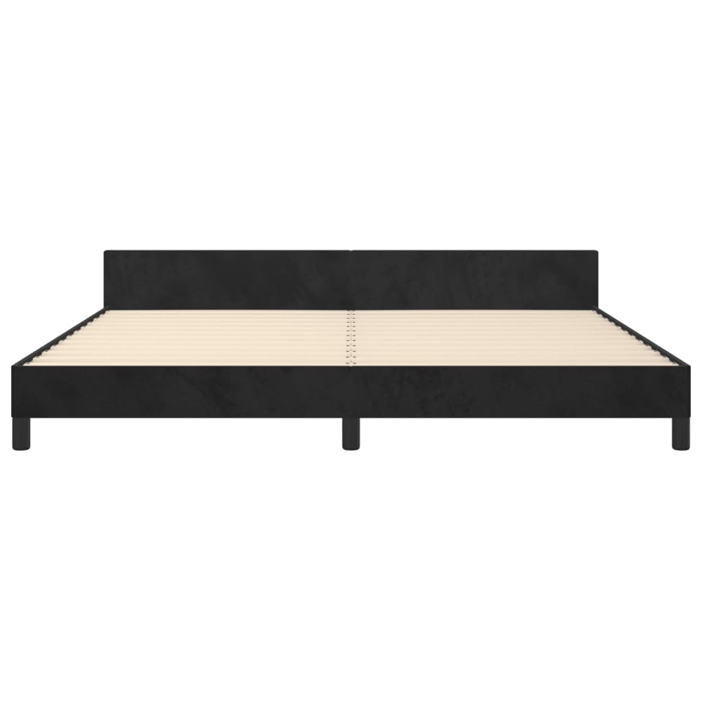 Bedframe Met Hoofdeinde Fluweel Zwart 200 x 200 cm Knopen