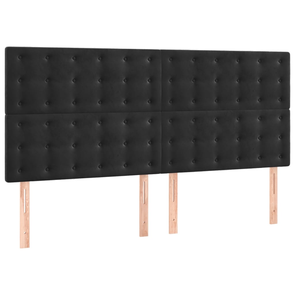 Bedframe Met Hoofdeinde Fluweel Zwart 200 x 200 cm Knopen