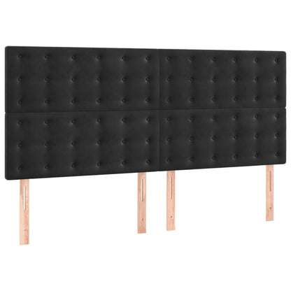Bedframe Met Hoofdeinde Fluweel Zwart 200 x 200 cm Knopen