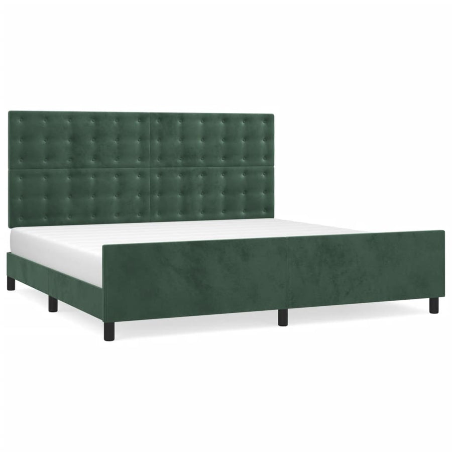 Bedframe Met Hoofdeinde Fluweel Donkergroen 200X200 Cm Donkergroen 200 x 200 cm Knopen