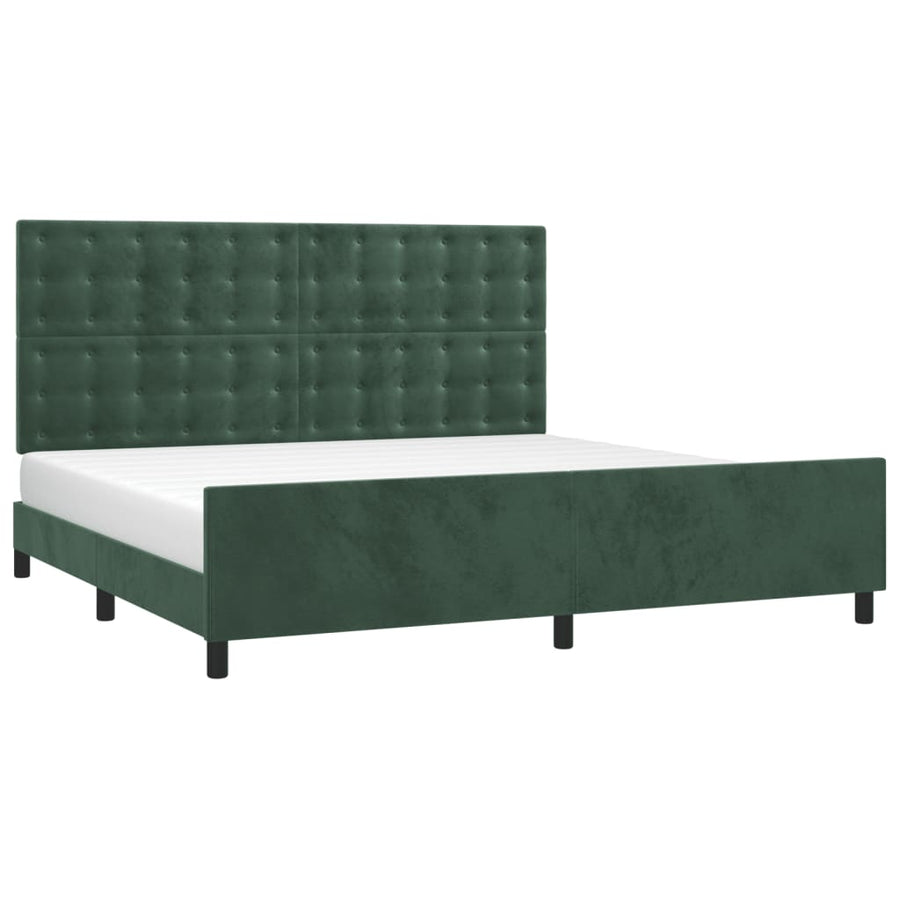 Bedframe Met Hoofdeinde Fluweel Donkergroen 200X200 Cm Donkergroen 200 x 200 cm Knopen
