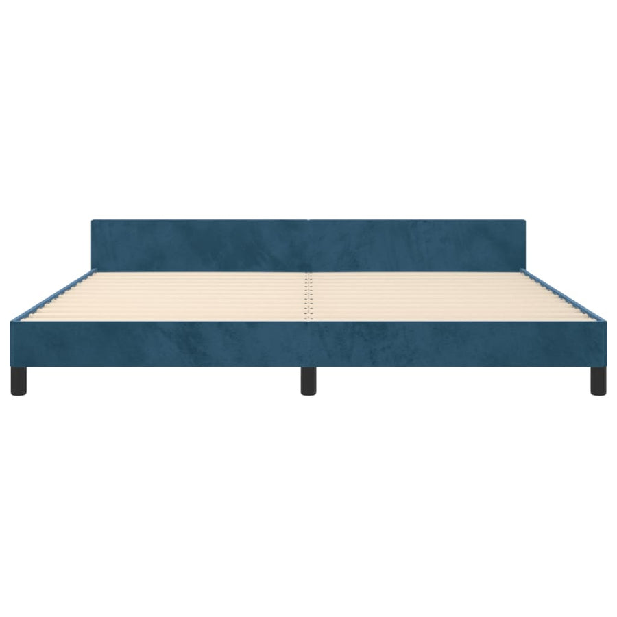 Bedframe Met Hoofdeinde Fluweel Donkerblauw 200X200 Cm Donkerblauw 200 x 200 cm Knopen