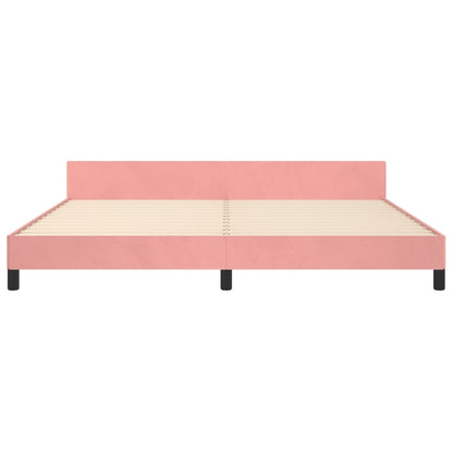 Bedframe Met Hoofdeinde Fluweel Roze 200 x 200 cm Knopen