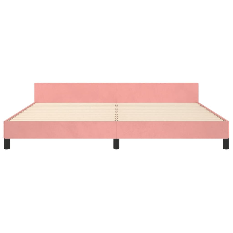 Bedframe Met Hoofdeinde Fluweel Roze 200 x 200 cm Knopen