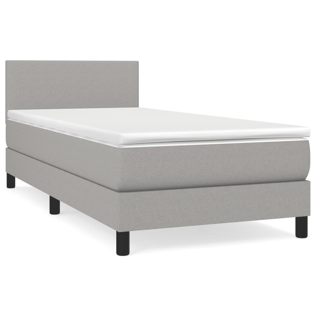 Boxspring Met Matras Stof Lichtgrijs 80 x 200 cm Effen ontwerp