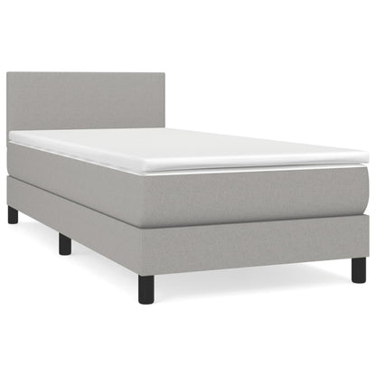 Boxspring Met Matras Stof Lichtgrijs 80 x 200 cm Effen ontwerp
