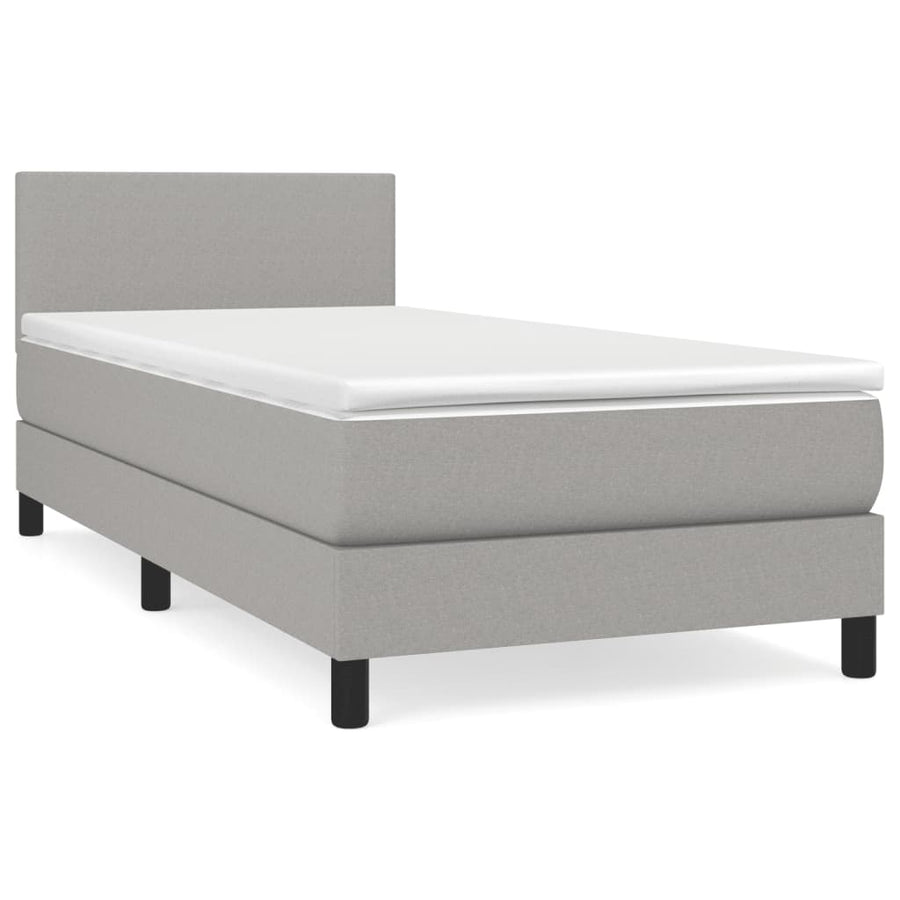 Boxspring Met Matras Stof Lichtgrijs 80 x 200 cm Effen ontwerp