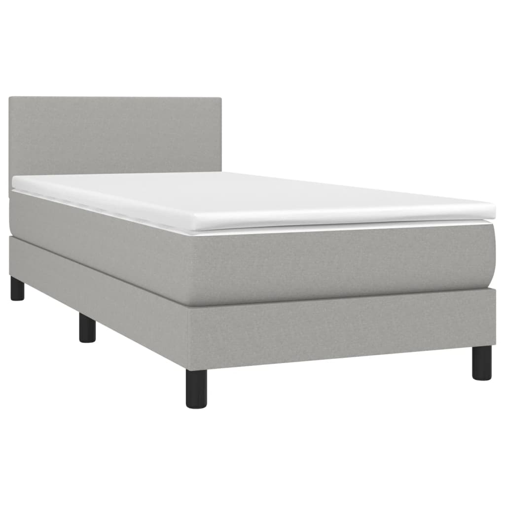 Boxspring Met Matras Stof Lichtgrijs 80 x 200 cm Effen ontwerp