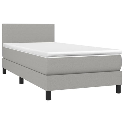 Boxspring Met Matras Stof Lichtgrijs 80 x 200 cm Effen ontwerp