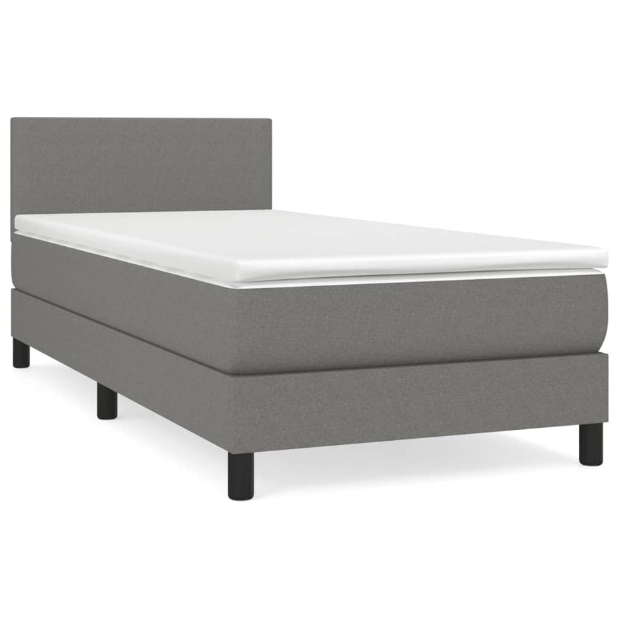 Boxspring Met Matras Stof Donkergrijs 80 x 200 cm Effen ontwerp