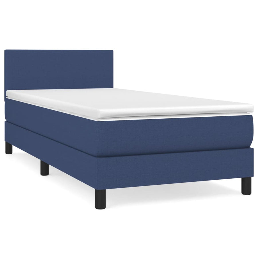 Boxspring Met Matras Stof Blauw 80 x 200 cm Effen ontwerp